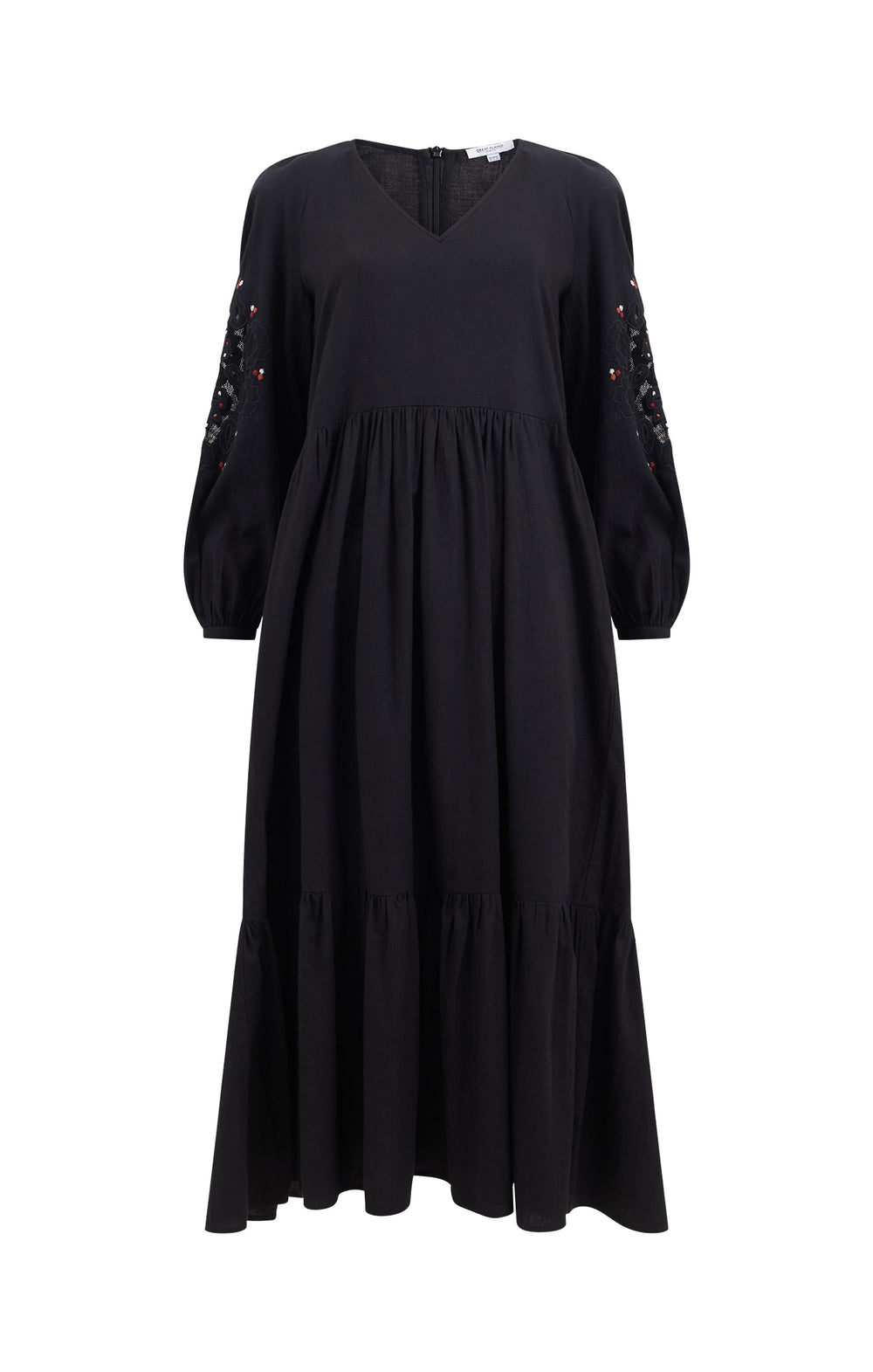 Light Flannel Embroidery V-Neck Dress Black Multi | Great Plains UK