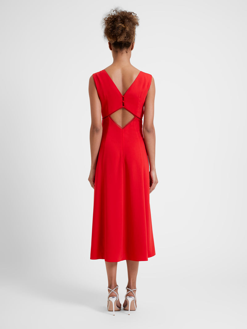 Marylebone Lace V-Neck Midi Dress Crimson | Great Plains UK