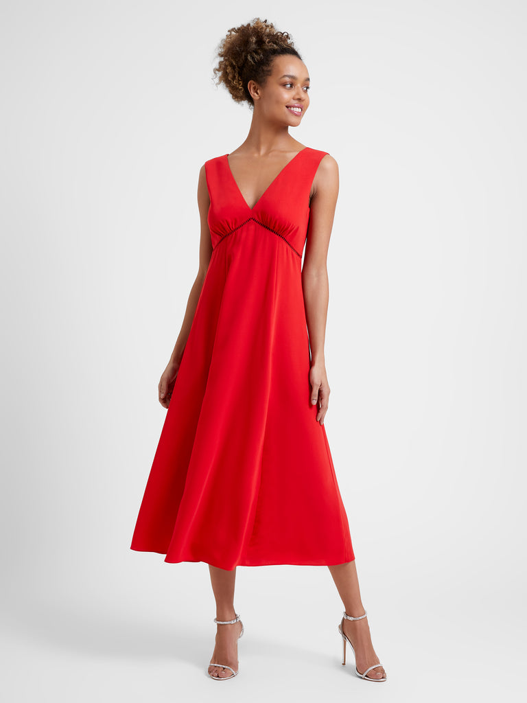 Marylebone Lace V-Neck Midi Dress Crimson | Great Plains UK
