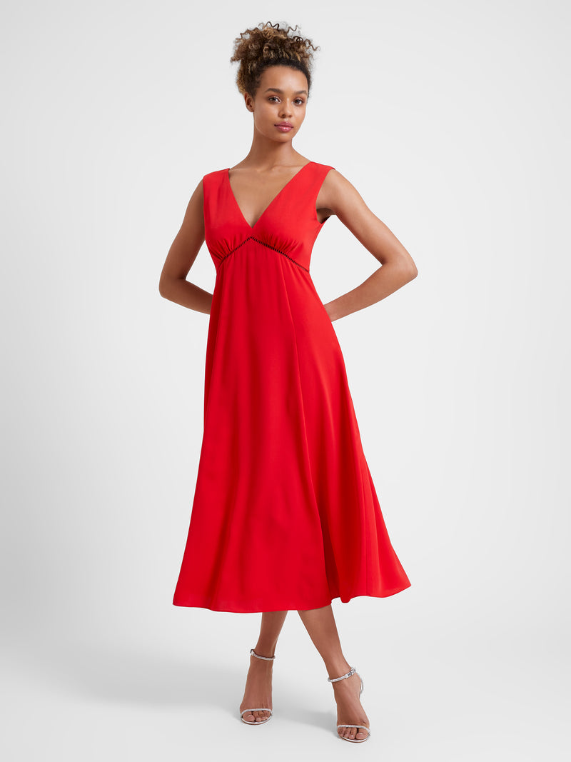 Marylebone Lace V-Neck Midi Dress Crimson | Great Plains UK