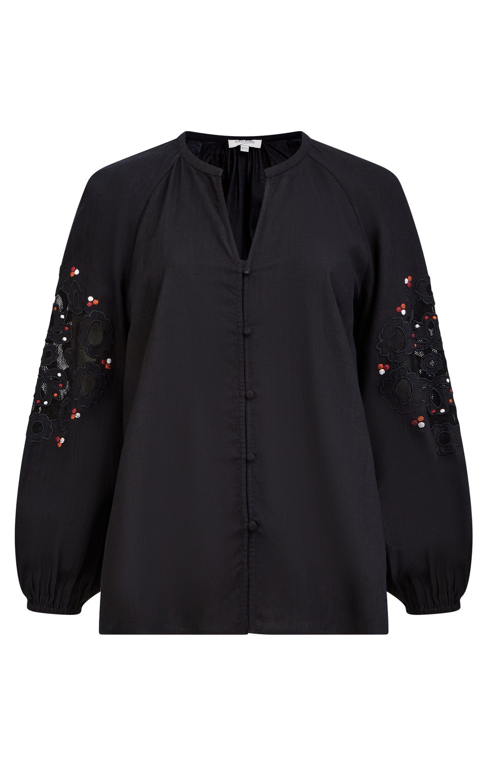 Light Flannel Embroidery Blouse Black Multi | Great Plains UK