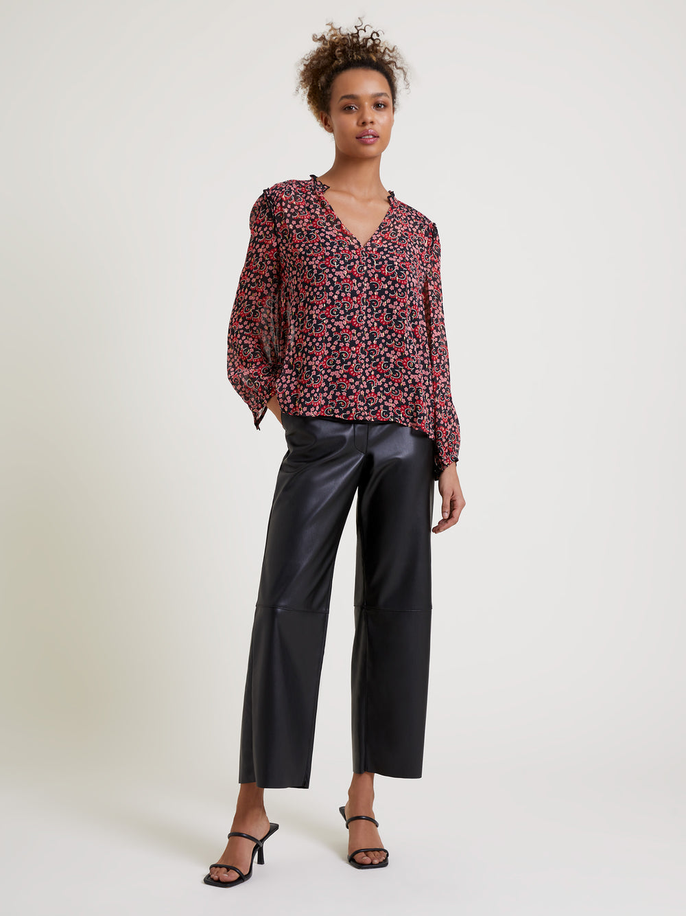 Primrose Hill Floral V-Neck Blouse Black Multi | Great Plains UK