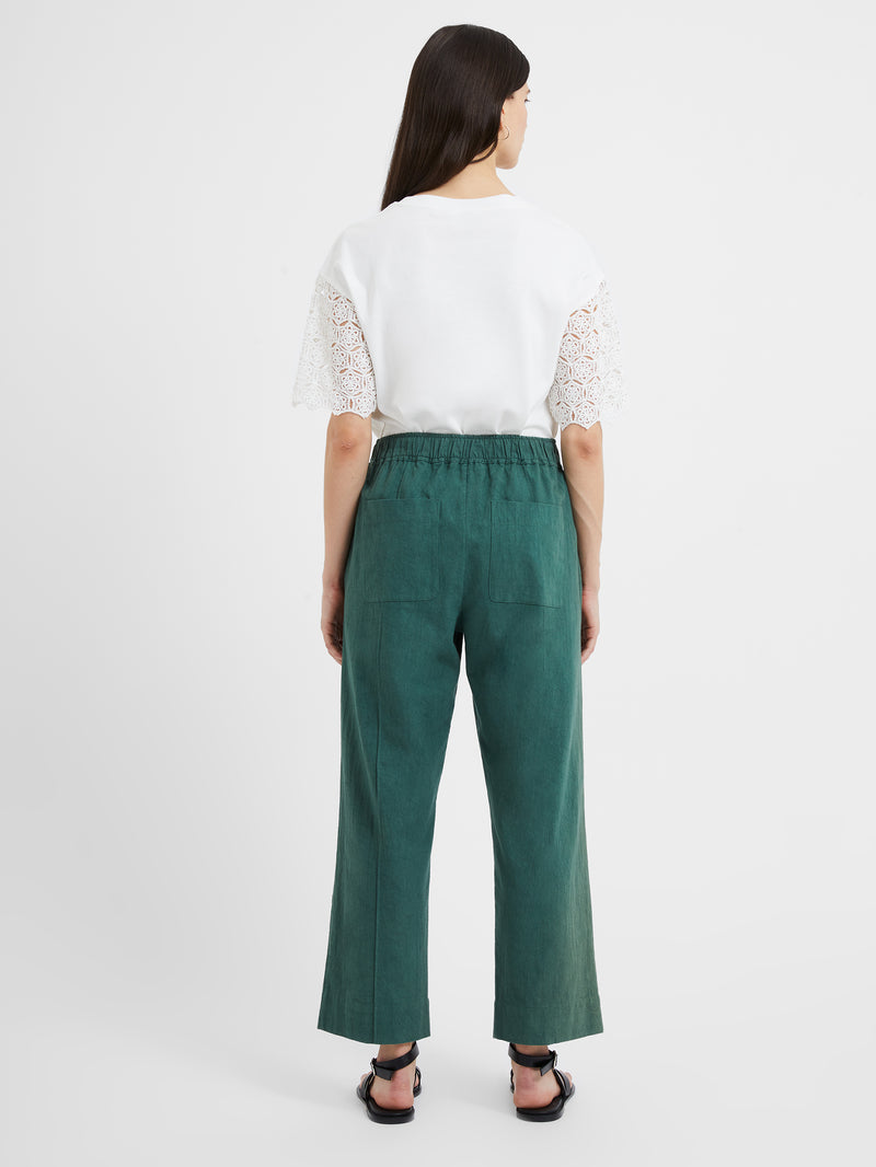 Crinkle Cotton Trousers Tropical Green | Great Plains UK