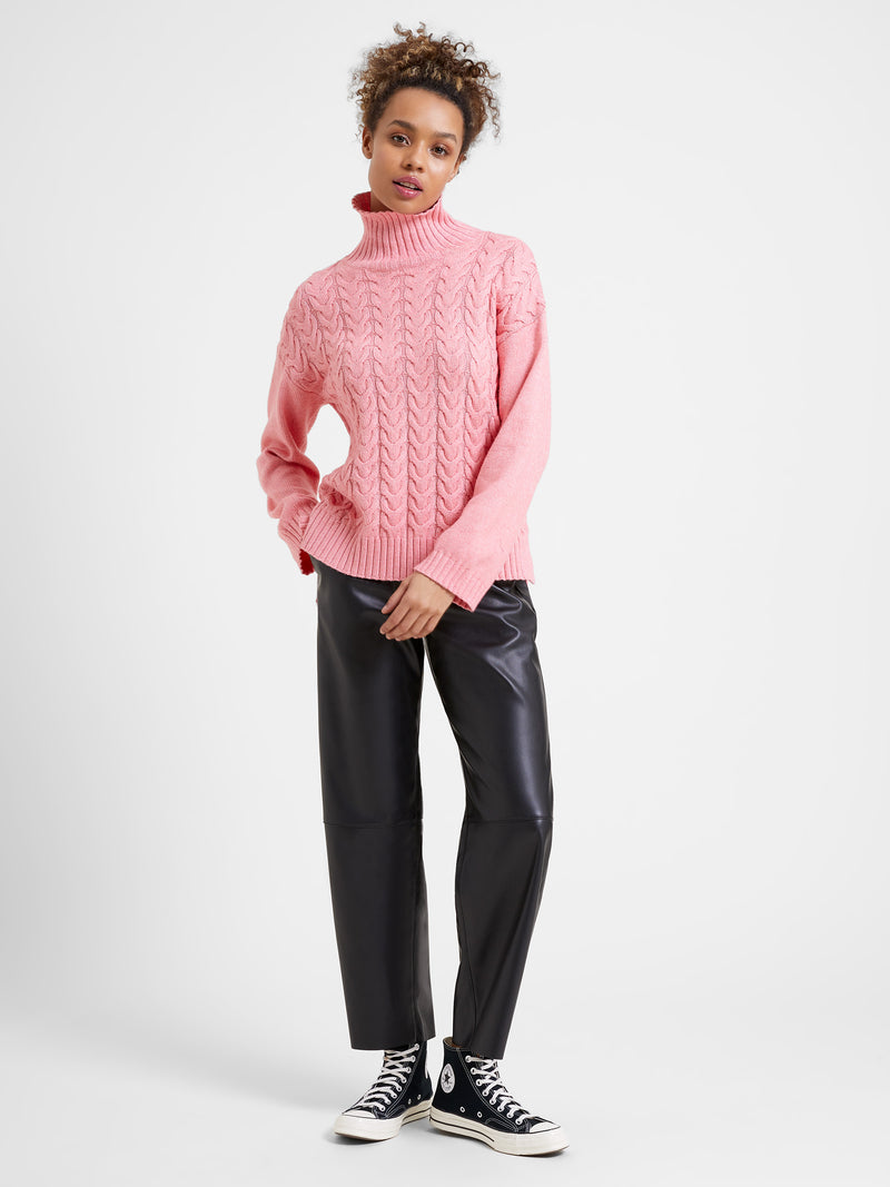 High neck clearance cable knit sweater