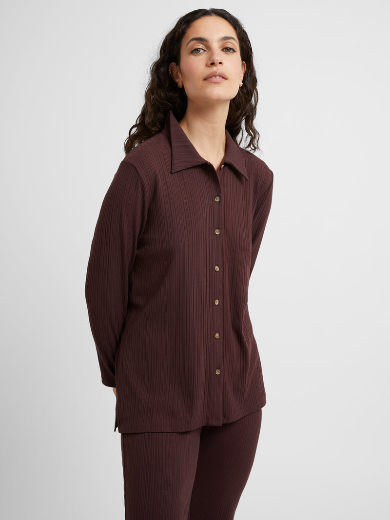 Modern Rib Jersey Shirt Cocoa | Great Plains UK