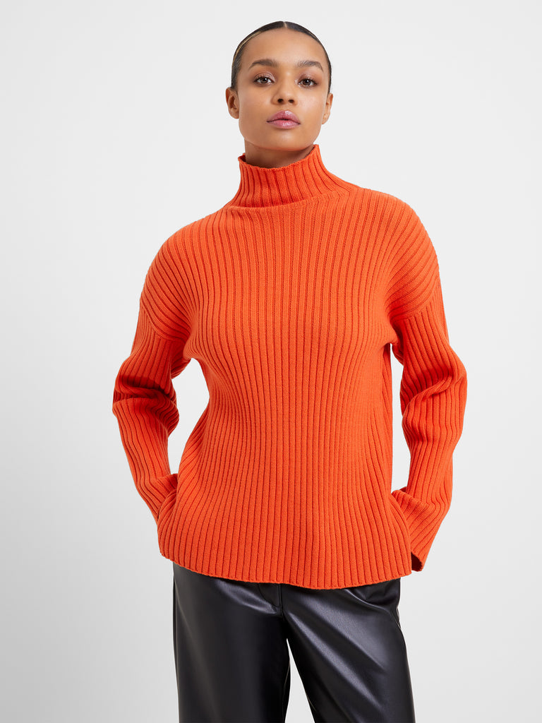 Winter Knit Mock Neck Jumper Sunset Orange | Great Plains UK