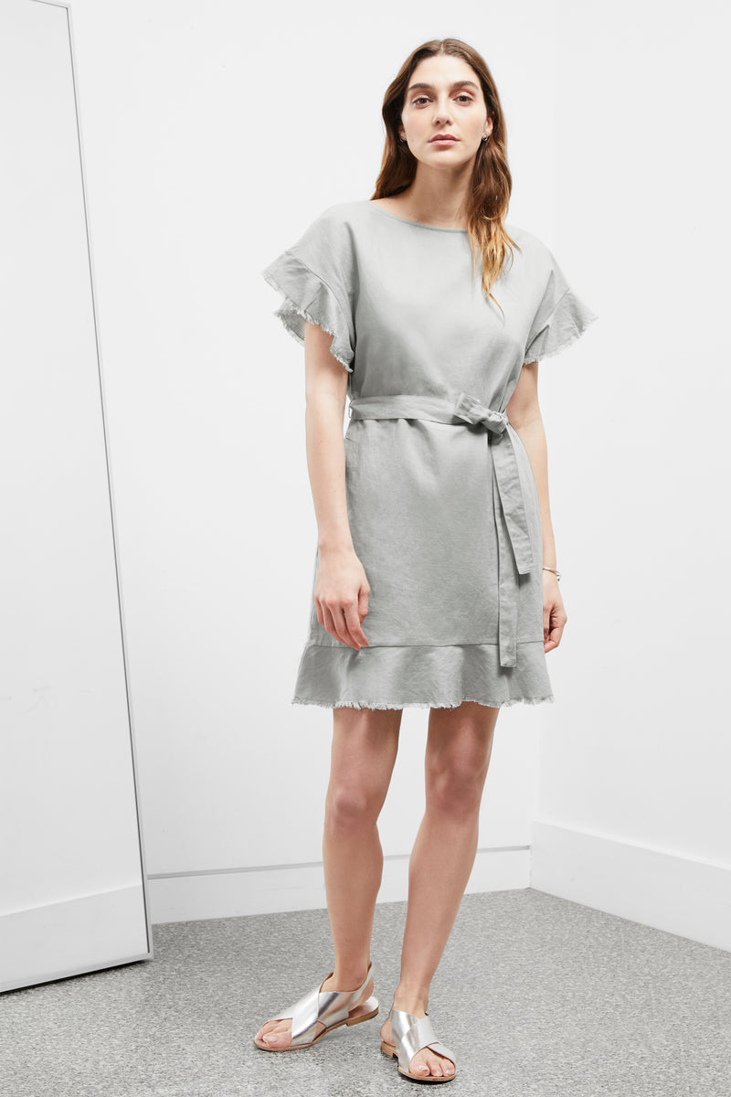 Linen best sale frill dress