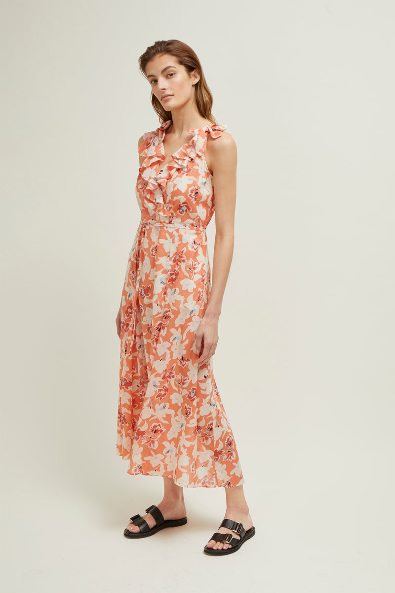 Rust floral hotsell maxi dress