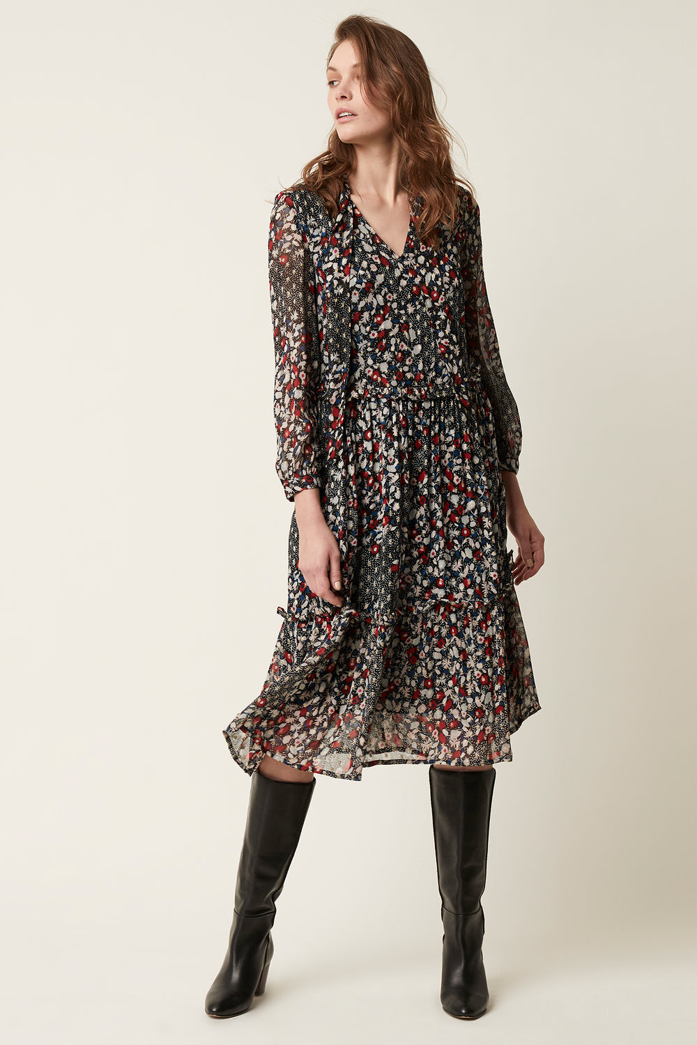 Long sleeve outlet tie dress