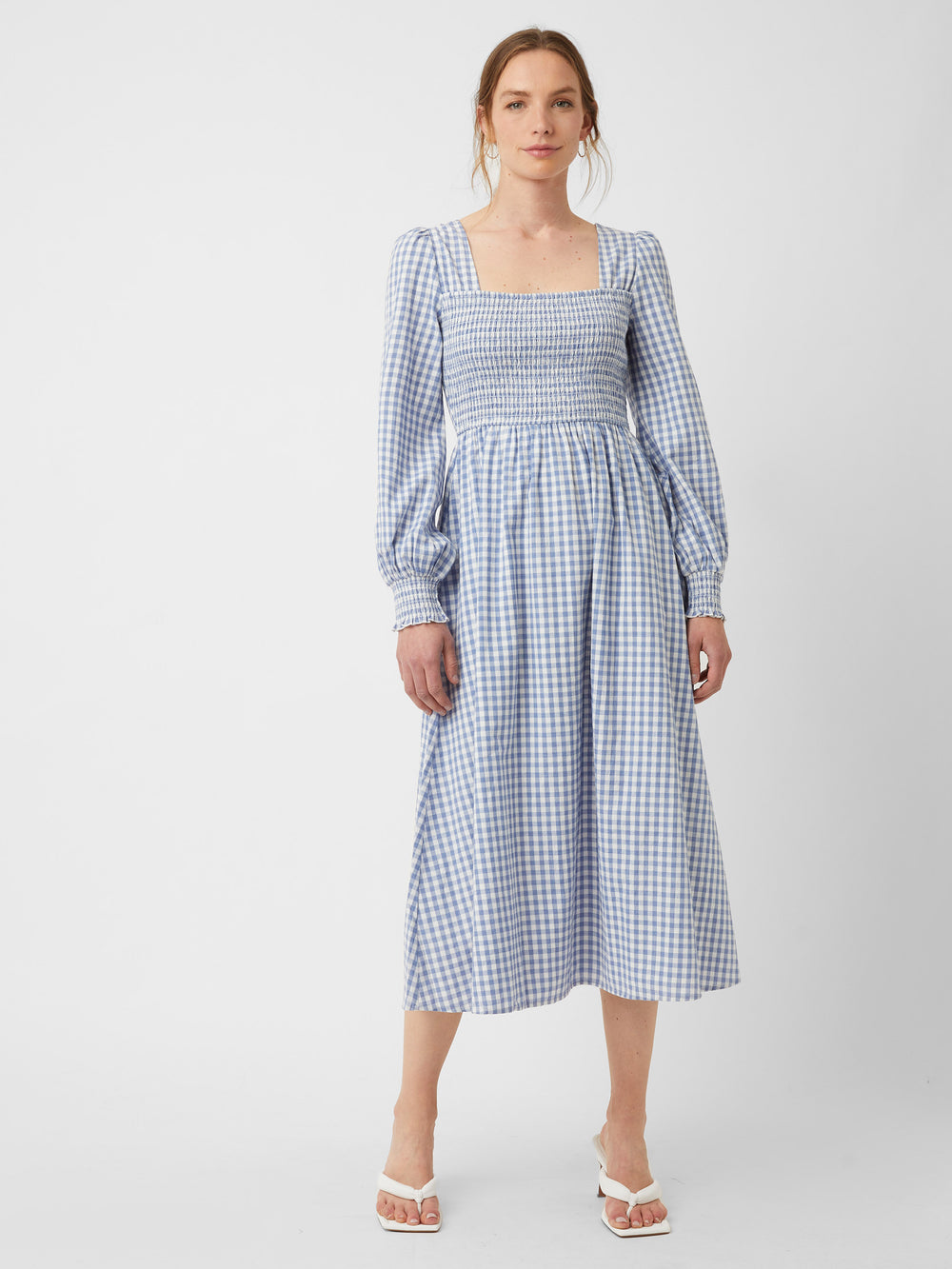 Classic Gingham Square Neck Dress Riviera Bluemilk Great Plains Uk 