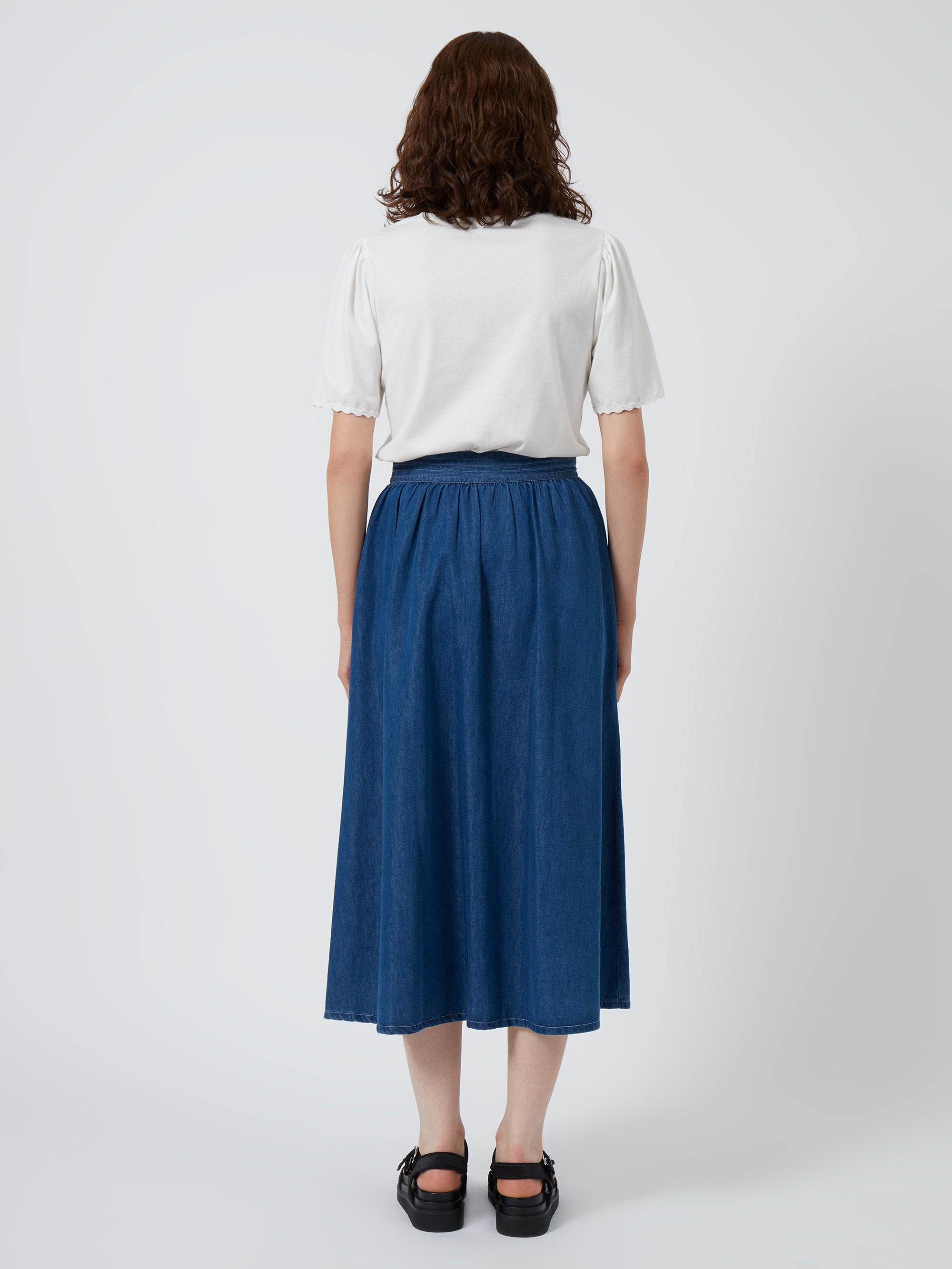 Chambray button shop skirt oasis