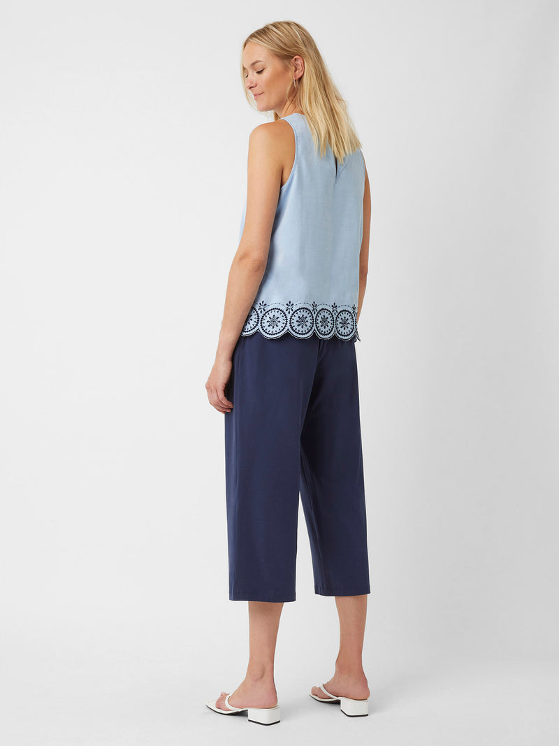 Navy jersey wide outlet leg trousers