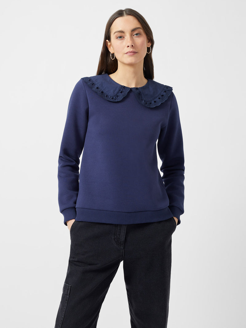 Miss Selfridge Front Embroidery Sweatshirt in Navy