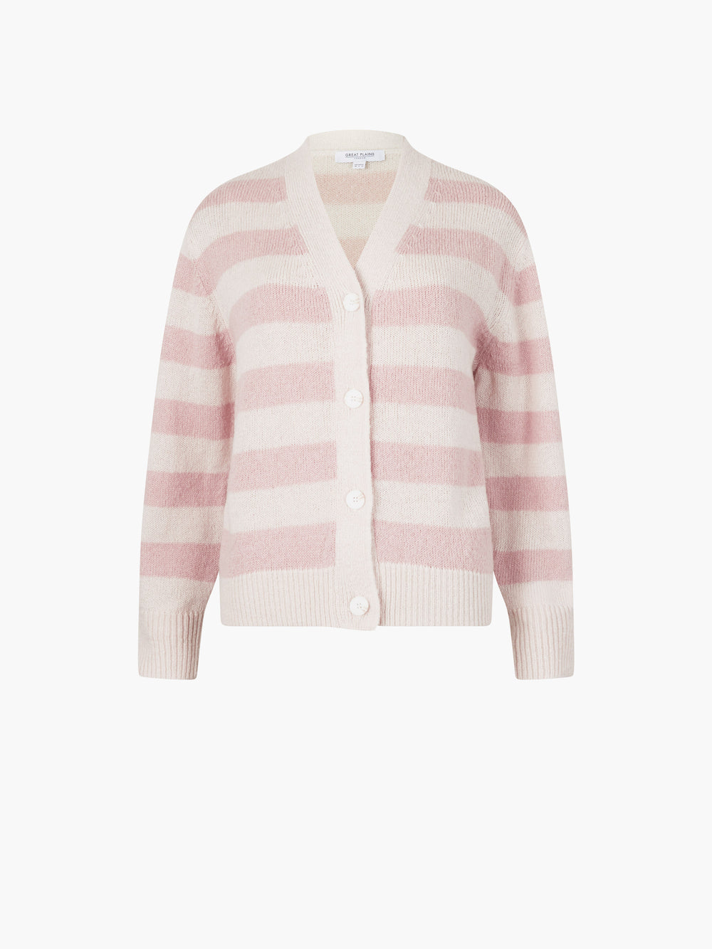 Summer Stripe Knit Cardigan Milk/Rose | Great Plains UK