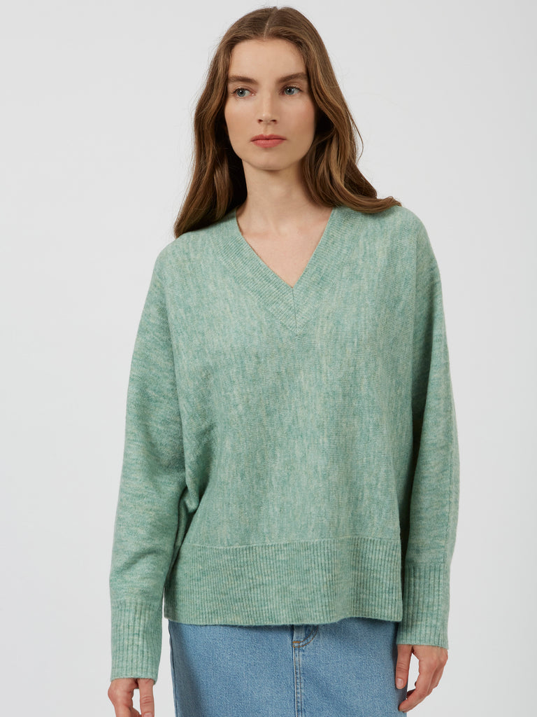 Carice Recycled Knit V-Neck Jumper Fresh Green | Great Plains UK