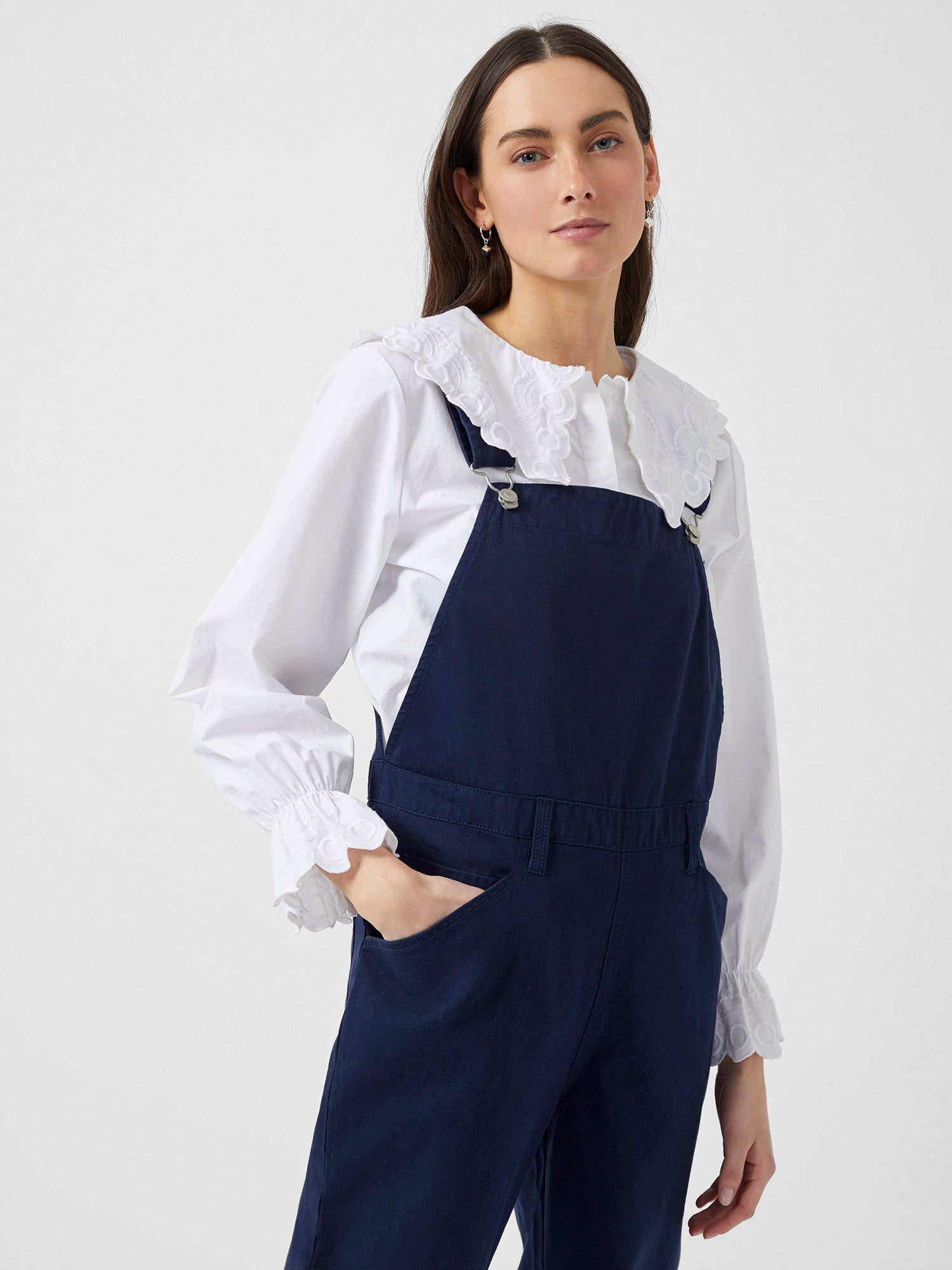 Women's Navy Cotton Twill Dungaree Jumpsuit | UK 8-18